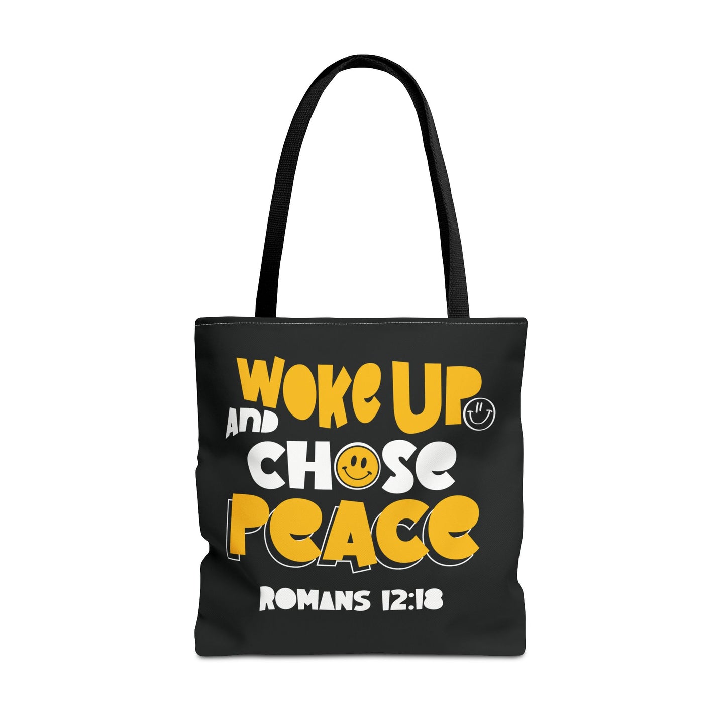 ROMANS 12:18 INSPIRED WOKE UP AND CHOSE PEACE - Tote Bag