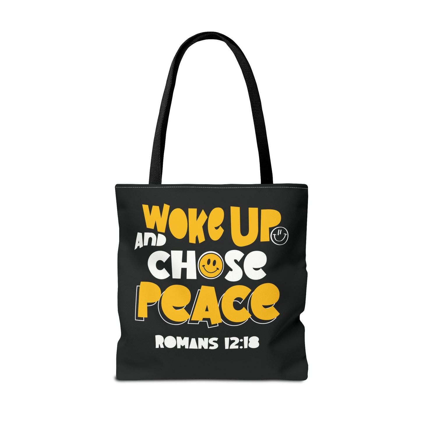 ROMANS 12:18 INSPIRED WOKE UP AND CHOSE PEACE - Tote Bag