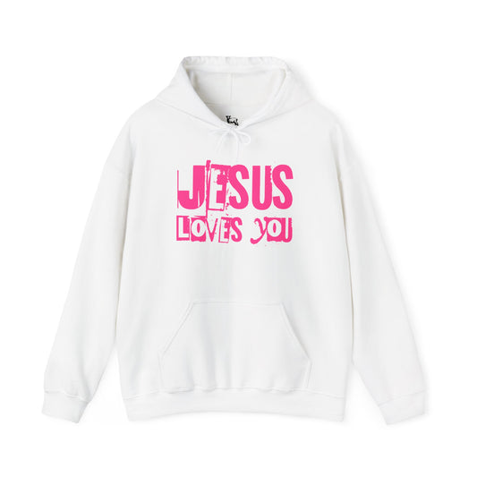 JESUS LOVES YOU (PINK LETTER) - Unisex Hooded Sweatshirt