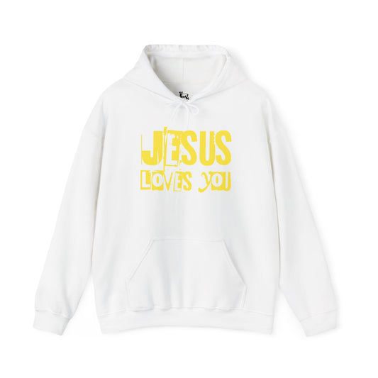 JESUS LOVES YOU (YELLOW LETTER) - Unisex Hooded Sweatshirt