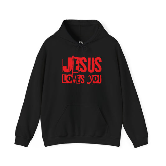 JESUS LOVES YOU (RED LETTER) - Unisex Hooded Sweatshirt