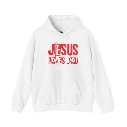 JESUS LOVES YOU (RED LETTER) - Unisex Hooded Sweatshirt