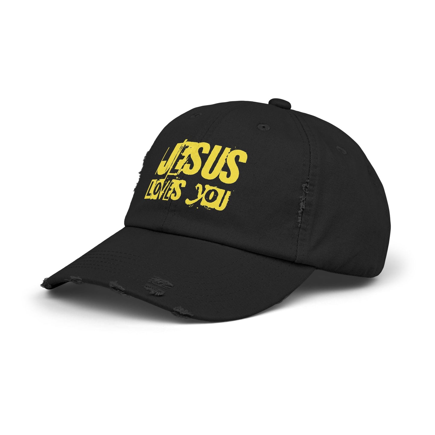 JESUS LOVES YOU (YELLOW)- Unisex Distressed Cap