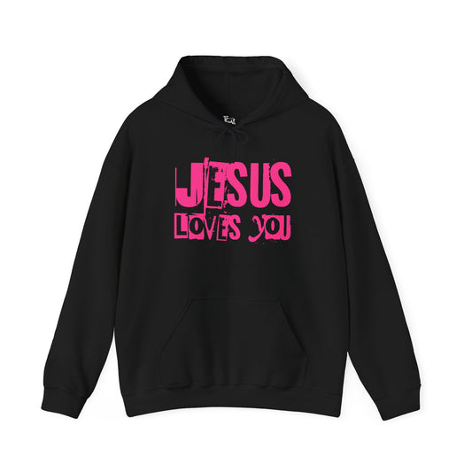 JESUS LOVES YOU (PINK LETTER) - Unisex Hooded Sweatshirt