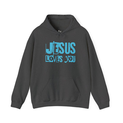 JESUS LOVES YOU (BLUE LETTER) - Unisex Hooded Sweatshirt