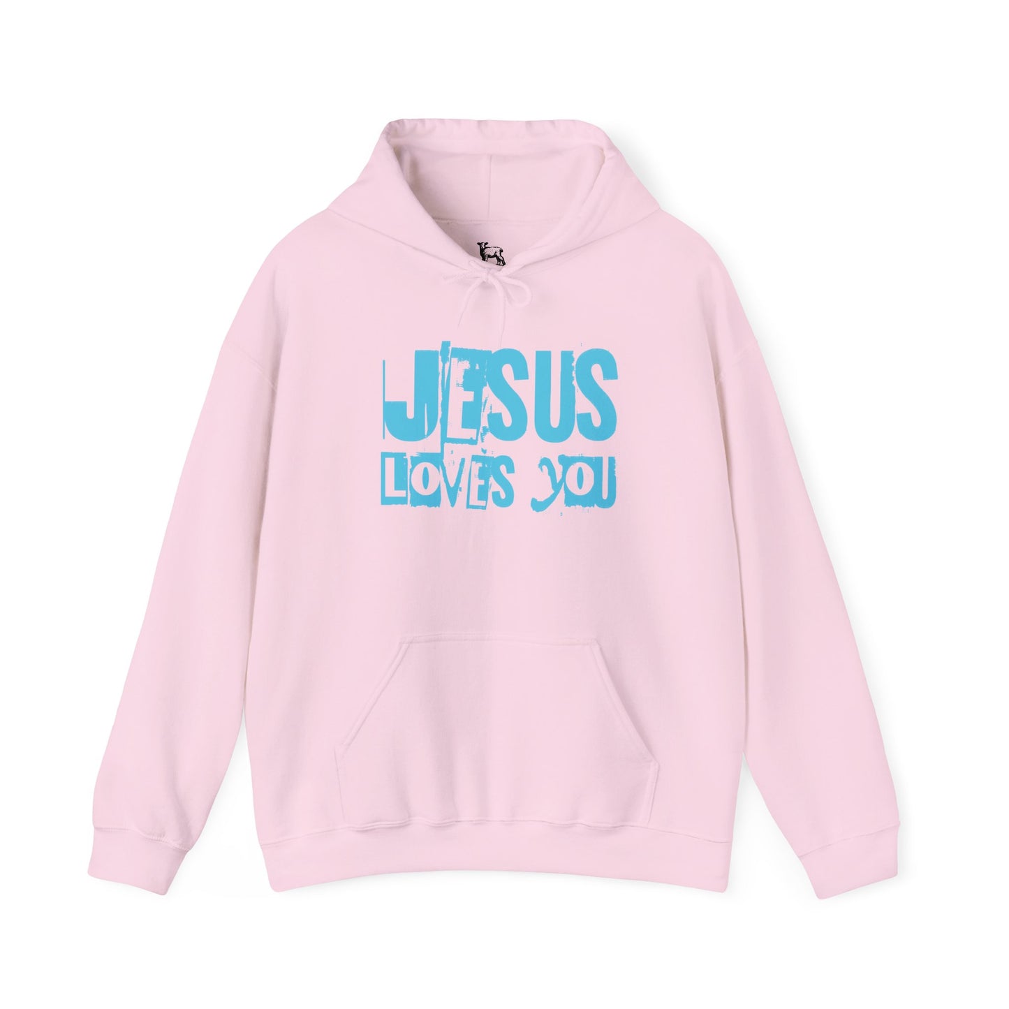 JESUS LOVES YOU (BLUE LETTER) - Unisex Hooded Sweatshirt