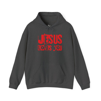 JESUS LOVES YOU (RED LETTER) - Unisex Hooded Sweatshirt