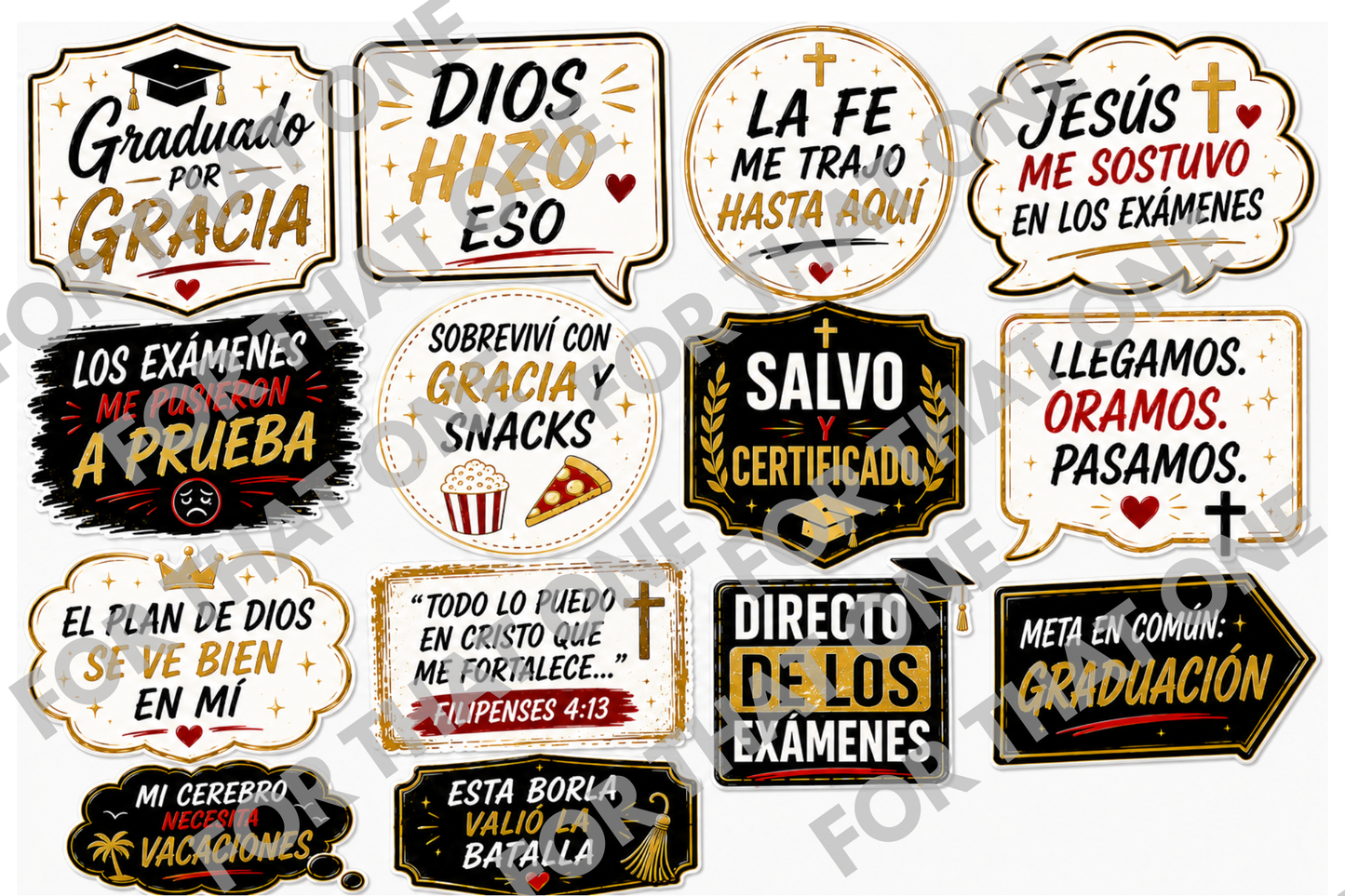 CHRISTIAN GRADUATION PHOTO BOOTH PROPS BUNDLE - Digital Download (Spanish Edition)