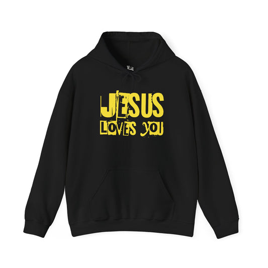 JESUS LOVES YOU (YELLOW LETTER) - Unisex Hooded Sweatshirt