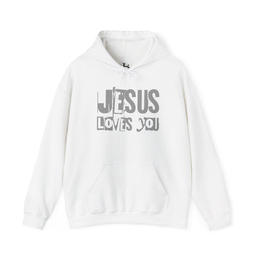 JESUS LOVES YOU (GRAY LETTER) - Unisex Hooded Sweatshirt
